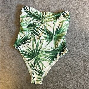 H&M Green Palm Print One Piece Swimsuit